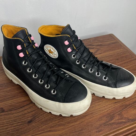 Converse Chuck Taylor All Star Lugged Sole High Top Black Saffron Yellow sz 10.5 - Picture 3 of 8